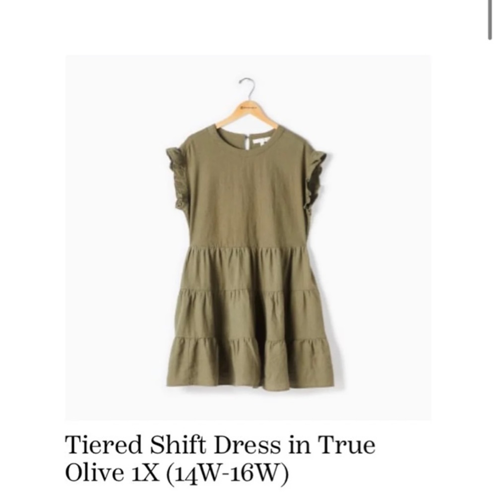 Tiered Shift Dress in True Olive 1X (14W-16W)
ADYSON PARKER worn twice